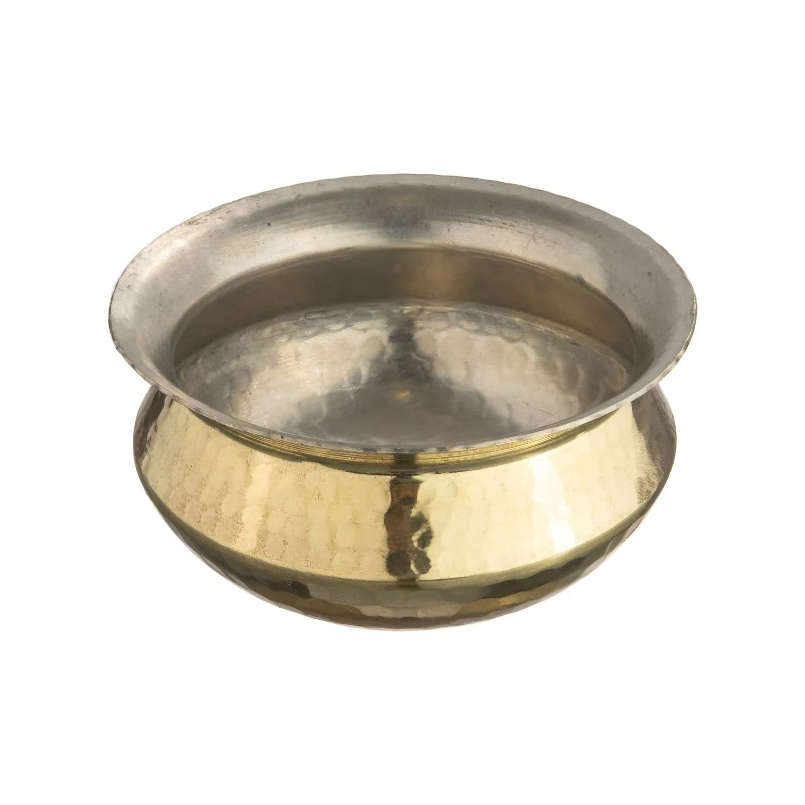 Brass Sipri for Cooking, Hammered Finish, 8.5", 1.5 Liter, Healthy Cookware, Kalai Coating