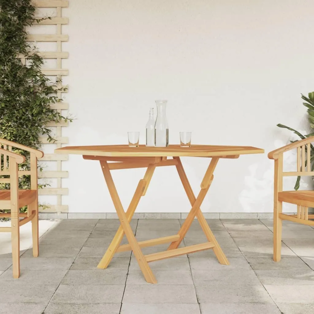 Brown Solid Teak Wood Folding Outdoor Table for Dining, Camping, Picnic | Portable Furniture for Kitchen, Hallway & Balcony
