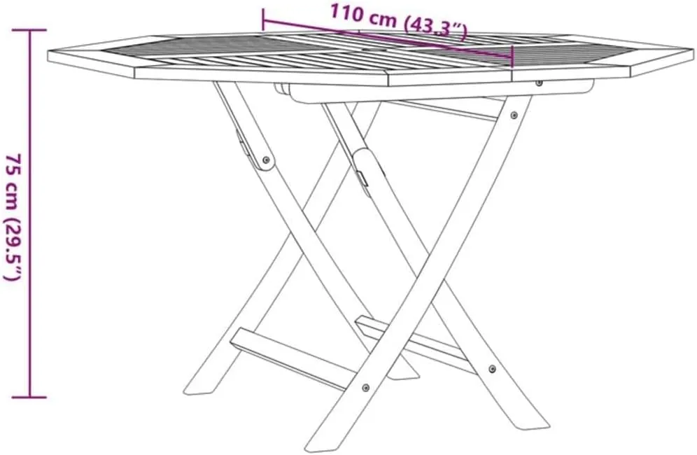 Brown Solid Teak Wood Folding Outdoor Table for Dining, Camping, Picnic | Portable Furniture for Kitchen, Hallway & Balcony