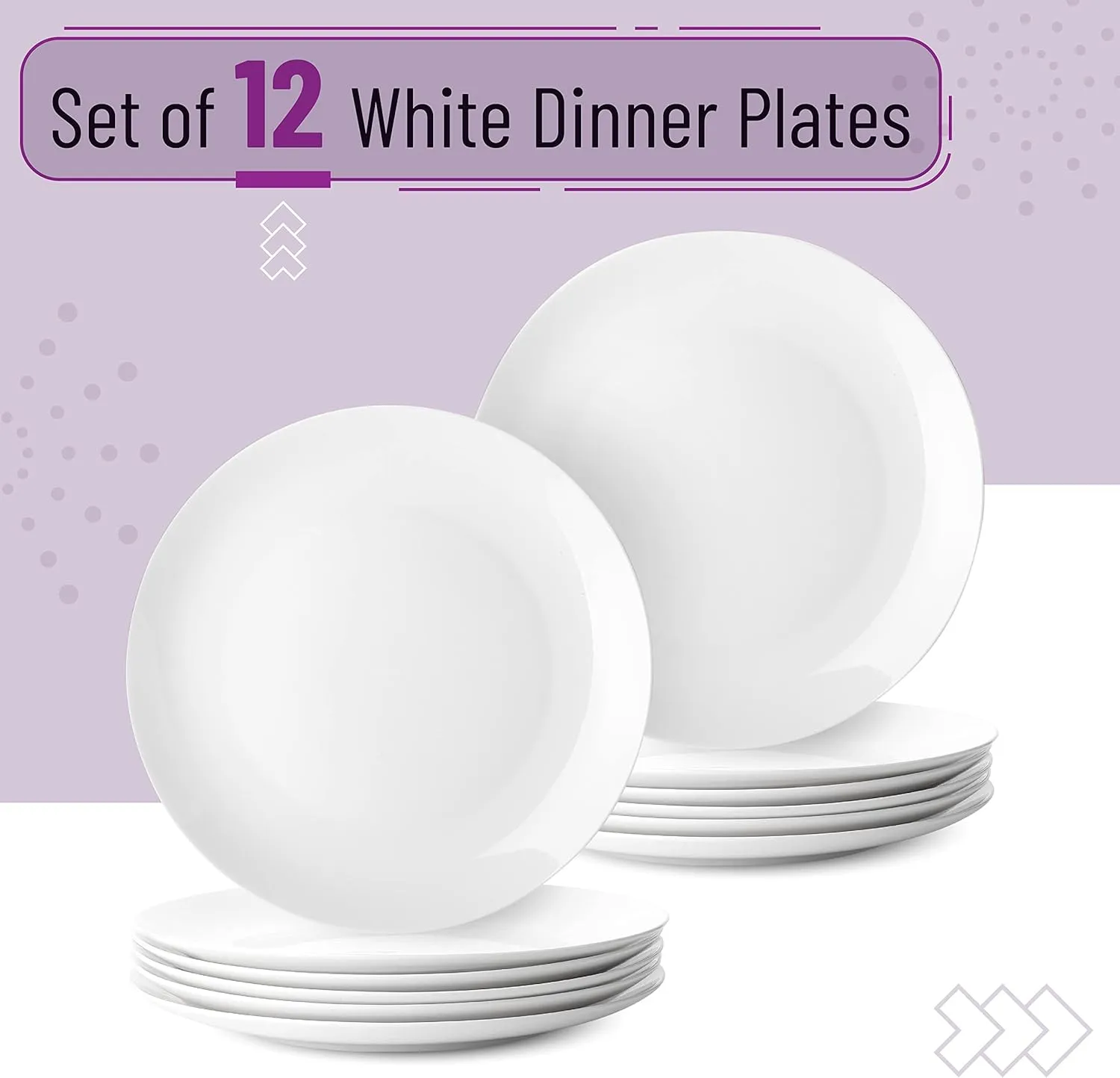 BTaT- White Dinner Plates, 10.5 inch, Set of 12, White Plates, White Dinner Plates Bulk, White Plate Set, Plates, Dinner Plates, Plates Set, Restaurant Dishes, White Porcelain Dinner Plates