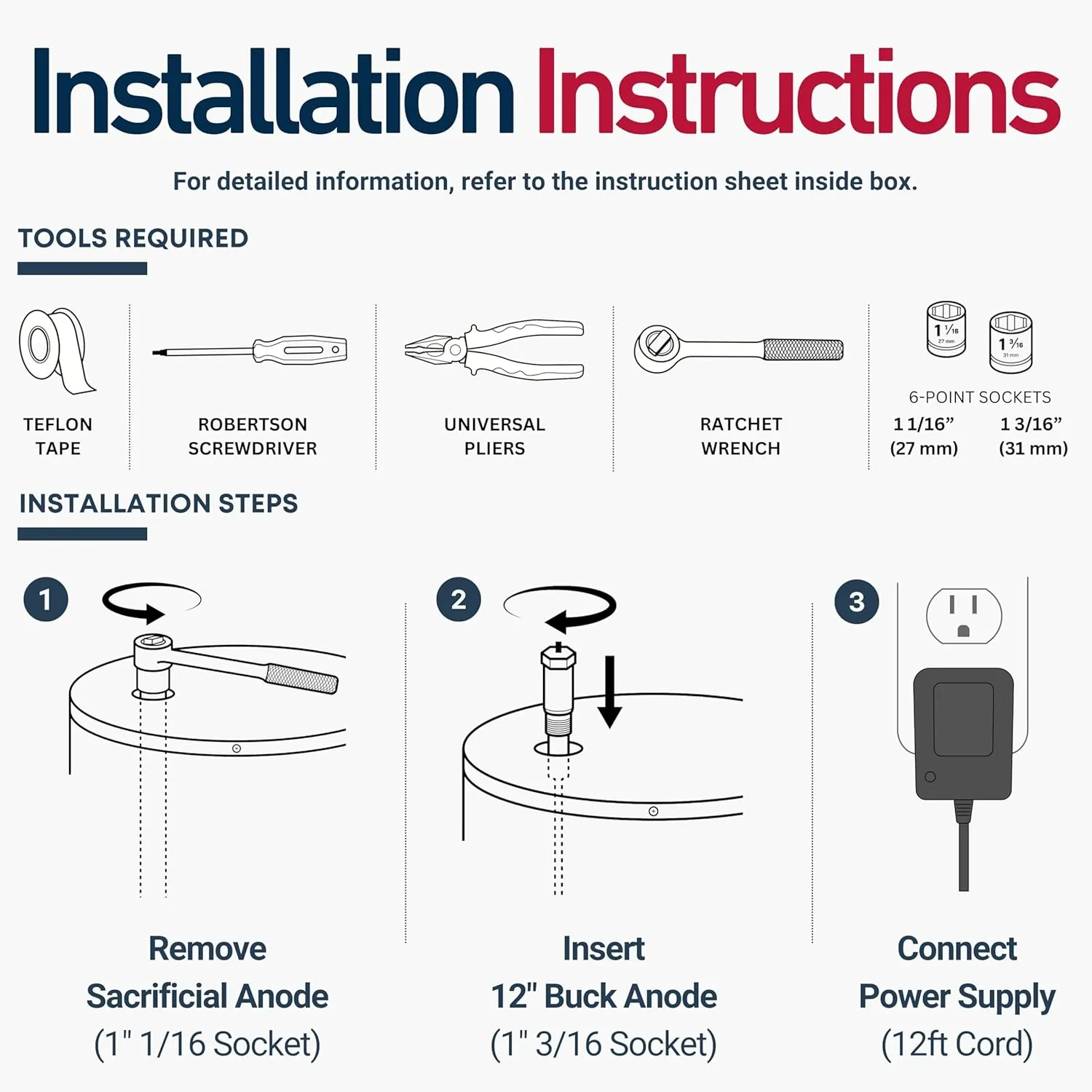 Buck Titanium Powered Electric Anode Rod for 40-90 Gallon Hot Water Heater Tanks - 25-Year Warranty, Eliminates Rotten Egg & Sulfur Smell, Fast Installation, Prevents Corrosion, Universal Fit, 1-Pack