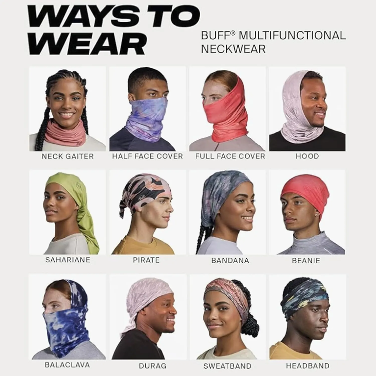 BUFF Lightweight Merino Wool Neck Gaiter 100% Ethically Sourced Wool, Versatile, Temperature Regulating Face Mask, Adult Size