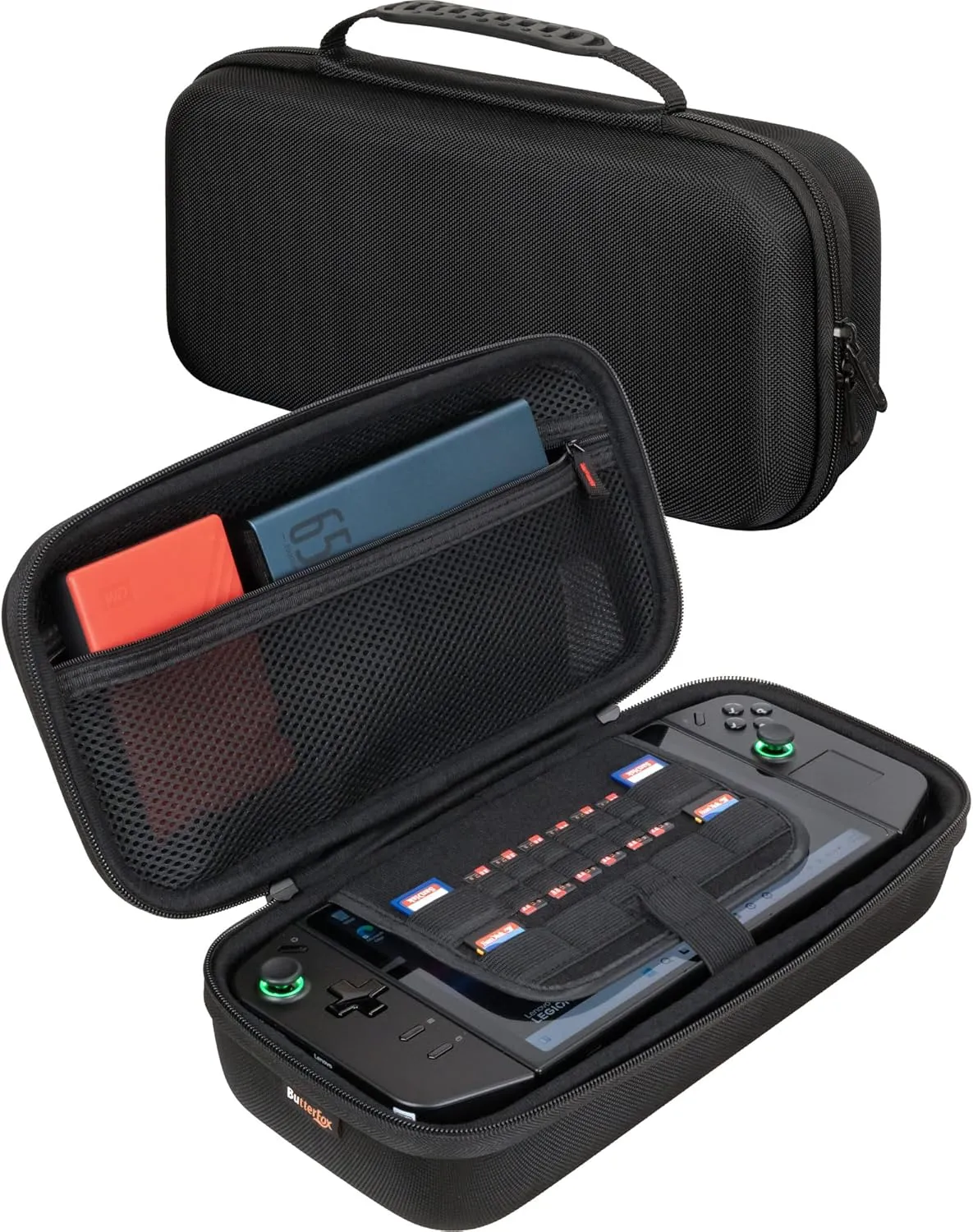 ButterFox Large Carrying Case Bag For Lenovo Legion Go Handheld, Fits Charger, Pocket for large 65W Battery Pack, Compatible with Legion Go S (Black)