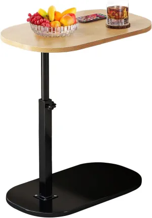 C Shaped End Table, Adjustable Height Couch Side Table, Horizontal 360°Swivel Small Couch Side Tables That Slide Under, C Shaped End Table TV Tray Table for Couch