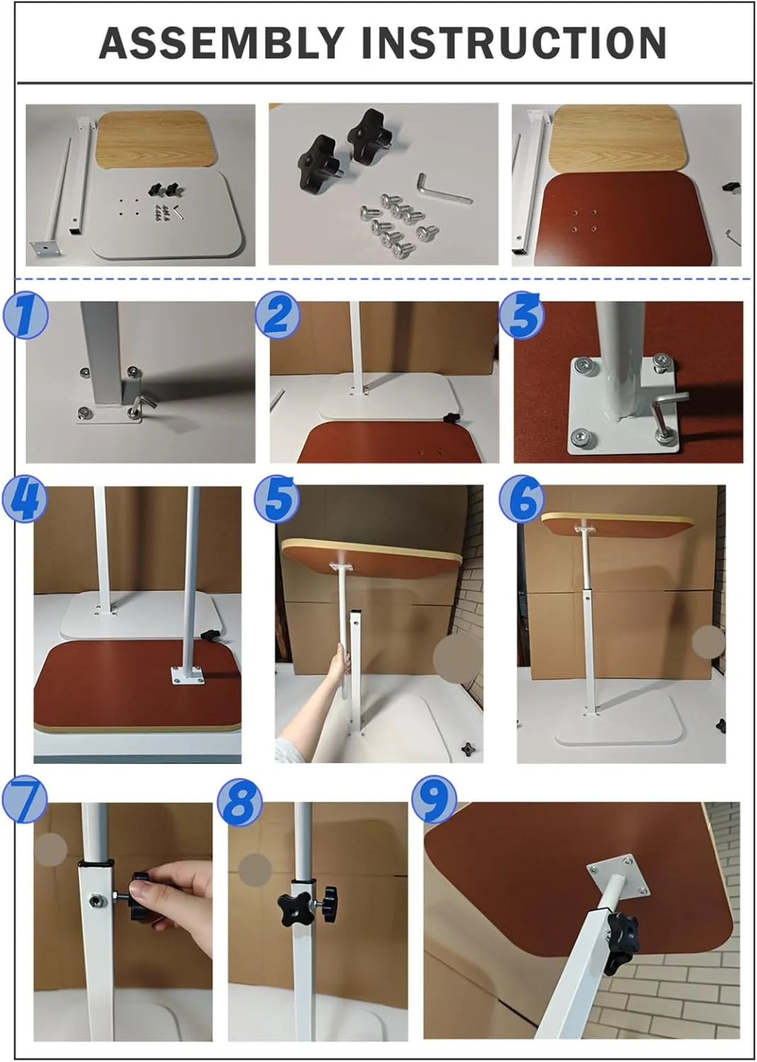 C Shaped End Table, Adjustable Height Couch Side Table, Horizontal 360°Swivel Small Couch Side Tables That Slide Under, C Shaped End Table TV Tray Table for Couch