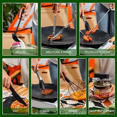 Camping Essentials Cookware Cooking Utensils Set - Camping Kitchen Utensils