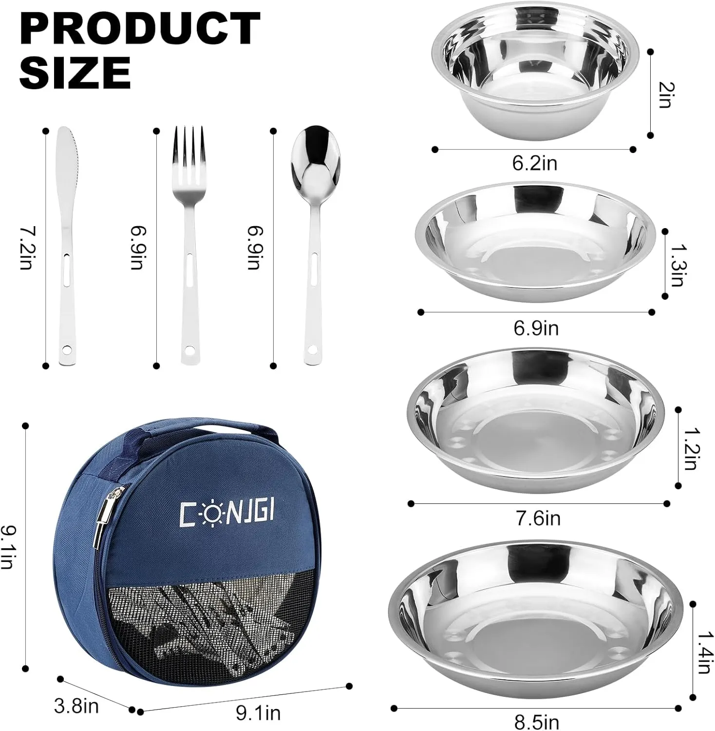Camping Mess Kits - 28pcs Camping Dinnerware Set Camping Gifts Camping cookware Sets Camping Accessories Camping Cooking Utensils Set Bowls, Plates, Knives, Forks, Spoons