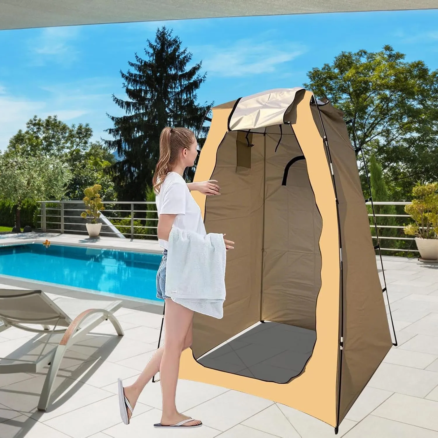 Camping Shower, Shower Tent, Portable Changing Room, Multifunctional 4-in-1 Design, Quick Pop-Up Setup with No Tools Required, 120x120x190cm/47.24x47.24x74.8 Inches, for Camping
