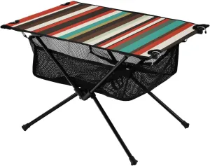 Camping Table Lightweight Portable Folding Table with Mesh Storage Net Colour Stripes Red Ideal for Camping Hiking Beach Picnic Travel Backyard