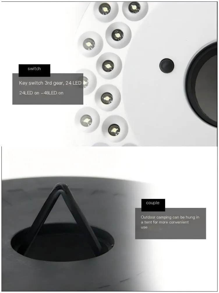 Camping Umbrella LED Camping Lights (Black White Light)