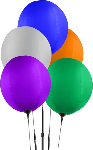 CarBowz Reusable Balloon Cluster Kit - 5 Balloons & Pole Kit - Multi Color (Red, Green, Blue, Purple) - No Helium - Weatherproof - 8 Feet Tall - Unisex Kids