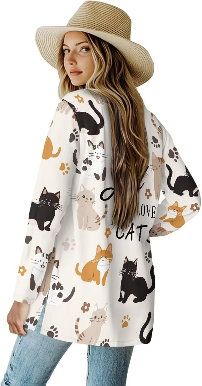 Cardigan Jacket for Women, Long Sleeve Coats with Pocket Lightweight Outerwear for Fall Winter