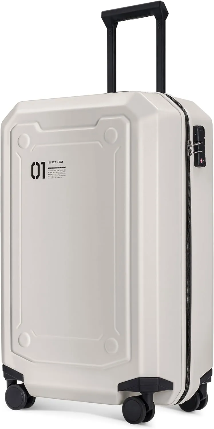 Carry On Luggage 22x14x9 Airline Approved, 20 Inch Luggage with Smooth Double Spinner Wheels, Hard Shell PC ABS Suitcase Carry-On, Lightweight Travel Luggage, TSA Approved (White, Sahara)