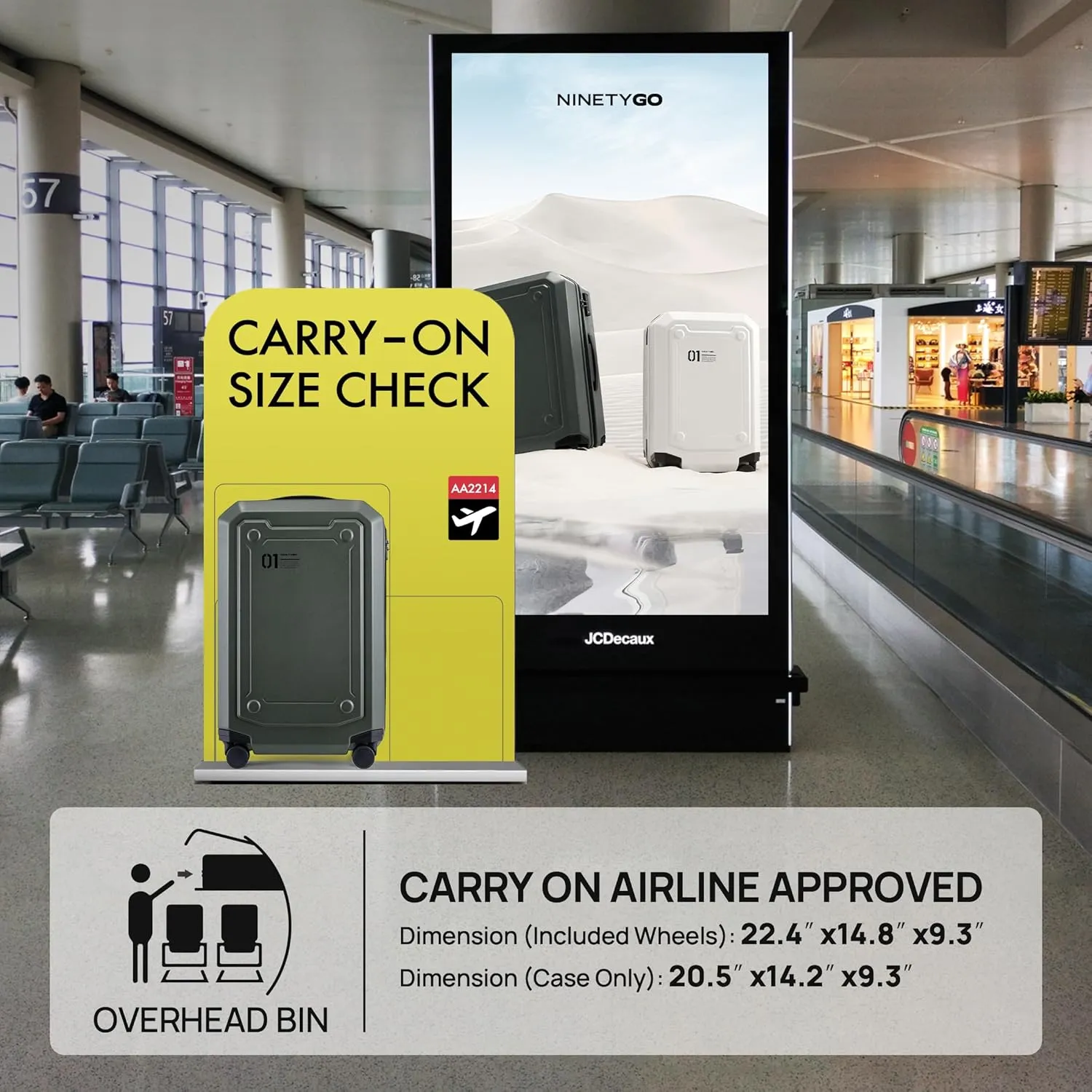 Carry On Luggage 22x14x9 Airline Approved, 20 Inch Luggage with Smooth Double Spinner Wheels, Hard Shell PC ABS Suitcase Carry-On, Lightweight Travel Luggage, TSA Approved (White, Sahara)