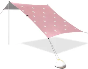 Cartoon Dot Pink Designed UPF50 Foldable Beach Tent Easy Setup Sun Shade with Sand Shovel for Backyard, Grassland, Park techo para Playa