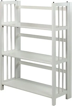 Casual Home 3-Shelf Folding Stackable Bookcase (27.5" Wide)-White