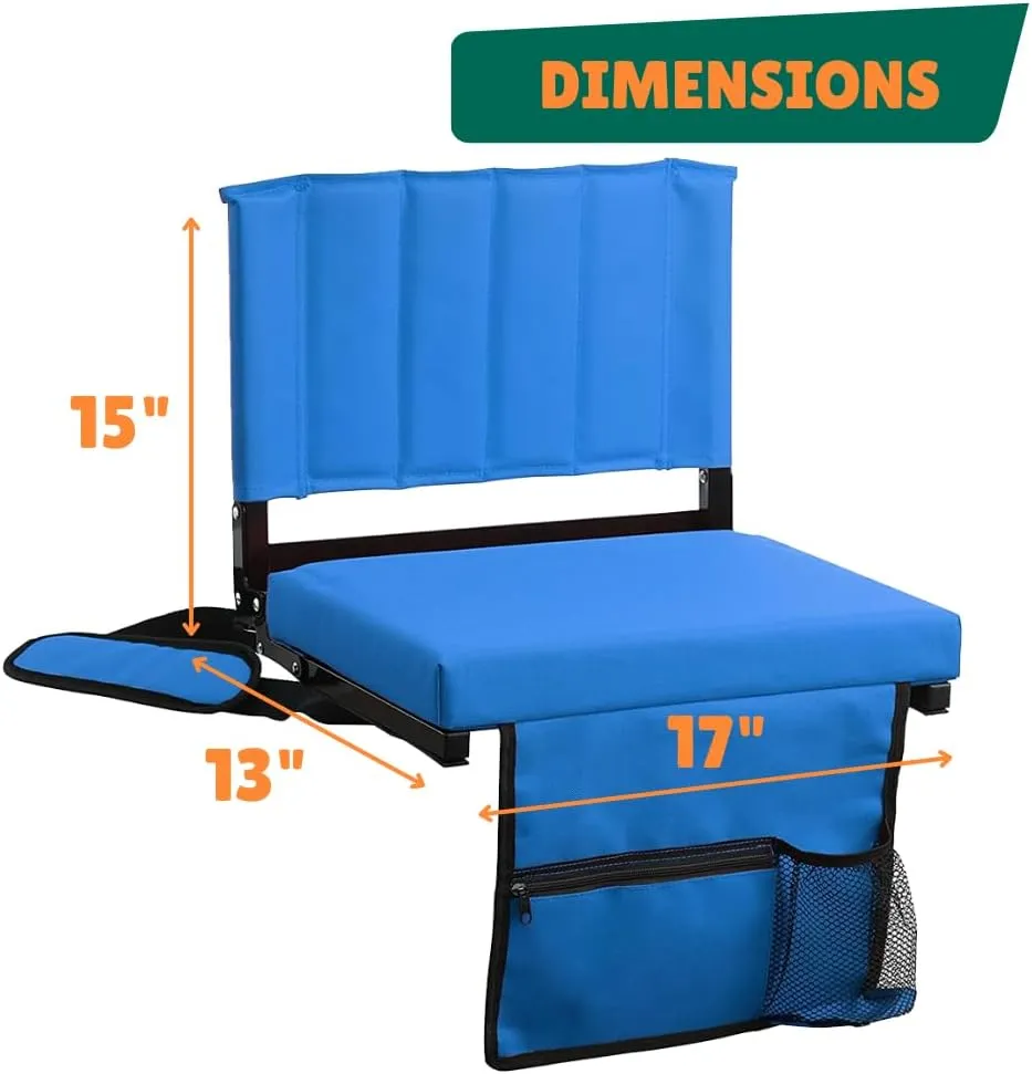 CBCOZY Box Bleachers Padded Cushion Foldable Stadium Seat Chairs with Shoulder Strap, Built-in Cup Holder