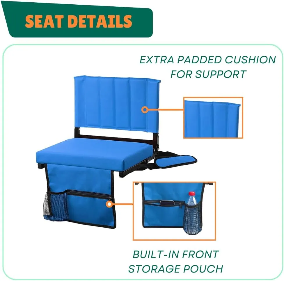 CBCOZY Box Bleachers Padded Cushion Foldable Stadium Seat Chairs with Shoulder Strap, Built-in Cup Holder