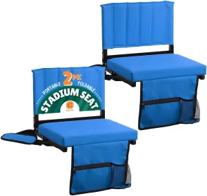 CBCOZY Box Bleachers Padded Cushion Foldable Stadium Seat Chairs with Shoulder Strap, Built-in Cup Holder