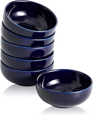 Ceramic Pinch Bowls,2.5 oz Mini Prep Dip Bowl Set,Small Dipping Salsa Charcuterie Soy Sauce Side Dish for Sushi,Set of 6 (Blue)