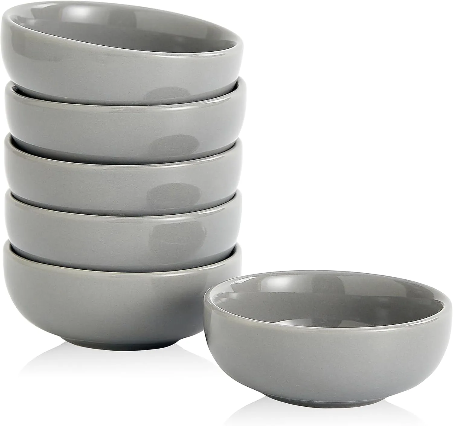 Ceramic Pinch Bowls,2.5 oz Mini Prep Dip Bowl Set,Small Dipping Salsa Charcuterie Soy Sauce Side Dish for Sushi,Set of 6(Grey)