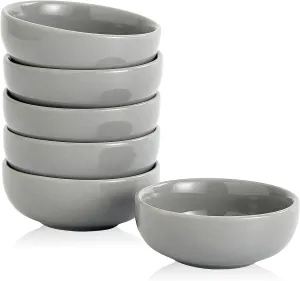 Ceramic Pinch Bowls,2.5 oz Mini Prep Dip Bowl Set,Small Dipping Salsa Charcuterie Soy Sauce Side Dish for Sushi,Set of 6(Grey)