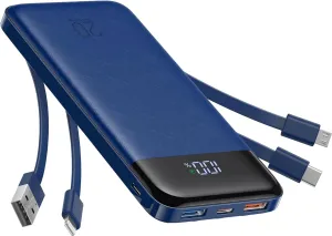 Charmast 20000mAh Portable Charger with 4 Built-in Cables & 6 Outputs, 20W Power Bank Fast Charging - USB C External Battery Pack for iPhone 16 15 14, Android, iPad, Tablet & More (Travel Essential)