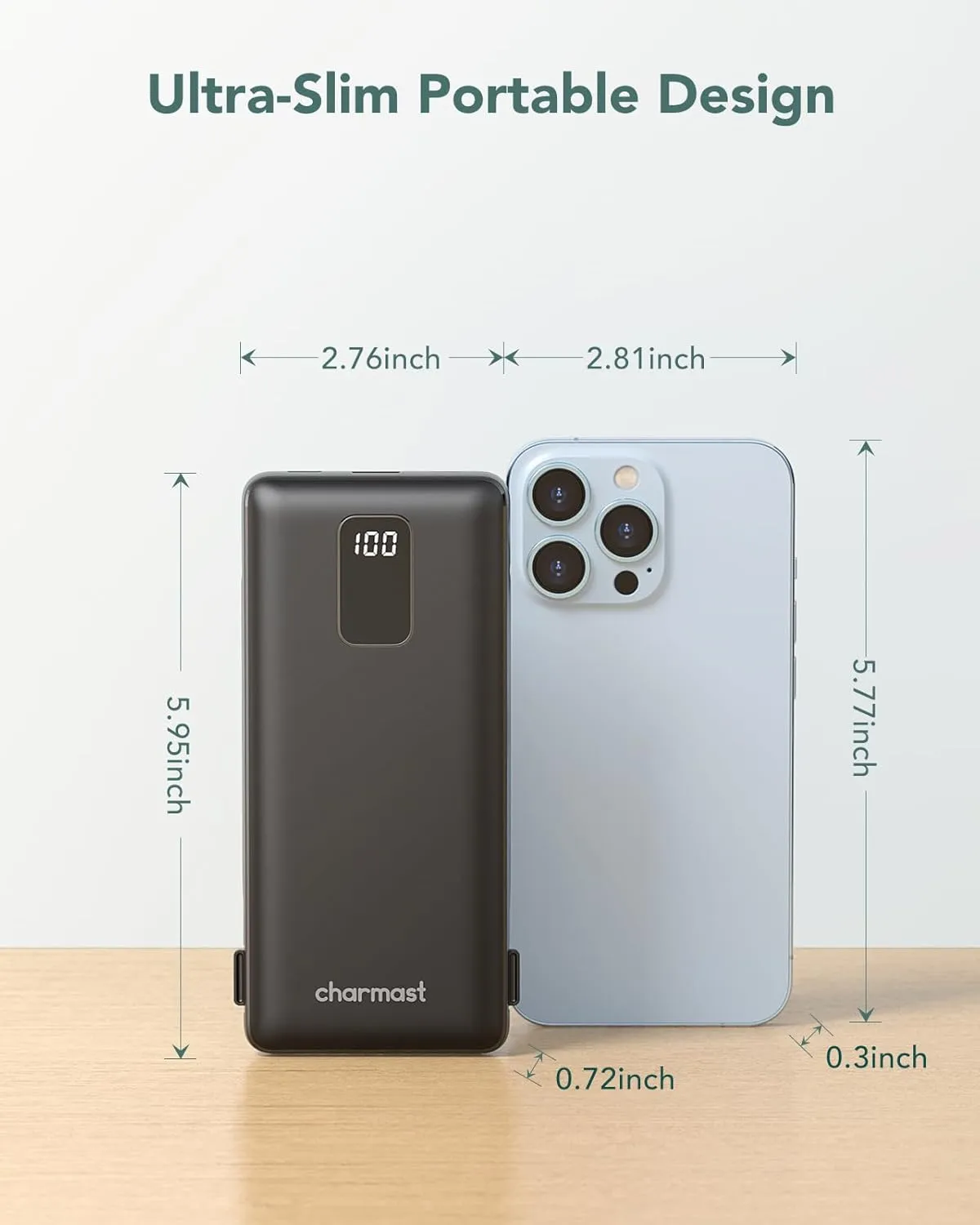 Charmast Portable Charger with Built-in Cables & Wall Plug, 10000mAh Portable Power Bank, External Battery Pack Travel Essentials Compatible with iPhone 16/15/14/13, Samsung, iPad etc