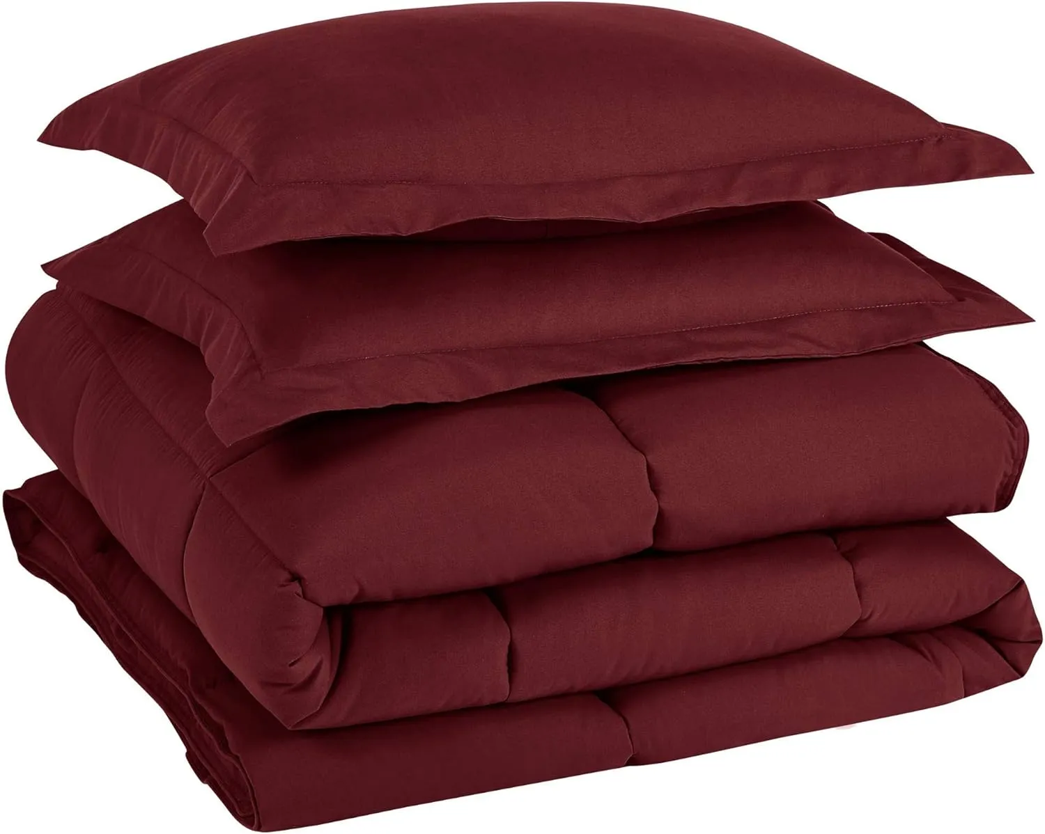 Chezmoi Collection 3-Piece Down Alternative Comforter Set - Lightweight All Seasons Luxurious Brushed Microfiber Comforter (Oversized King, Burgundy)