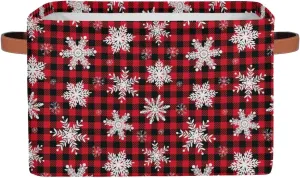 Christmas Snowflakes Grid Cube Storage Baskets,Foldable Storage Box Bin,Waterproof Open Shelves Basket Clothing Organizer Toy Basket Gifts Empty for Bedroom Home Decor
