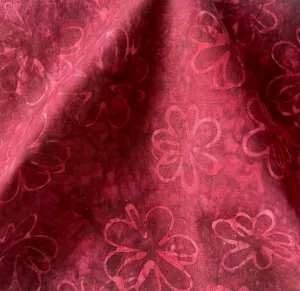Claret Gerbera Daisies Cotton Batik (Made in Indonesia)