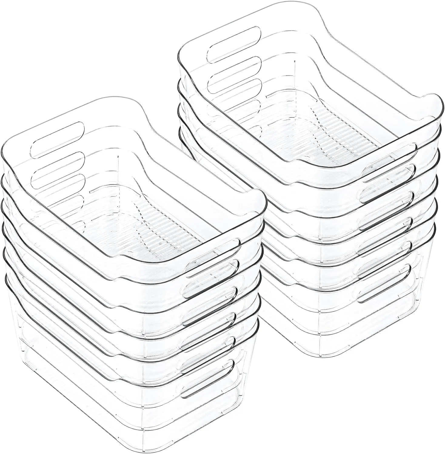Clear Plastic Storage Bins, Set of 12, Multi-Use Organization and Storage Containers for Pantry, Cabinet, Refrigerator, Freezer, Bathroom, Organizer Bins for Home & Kitchen
