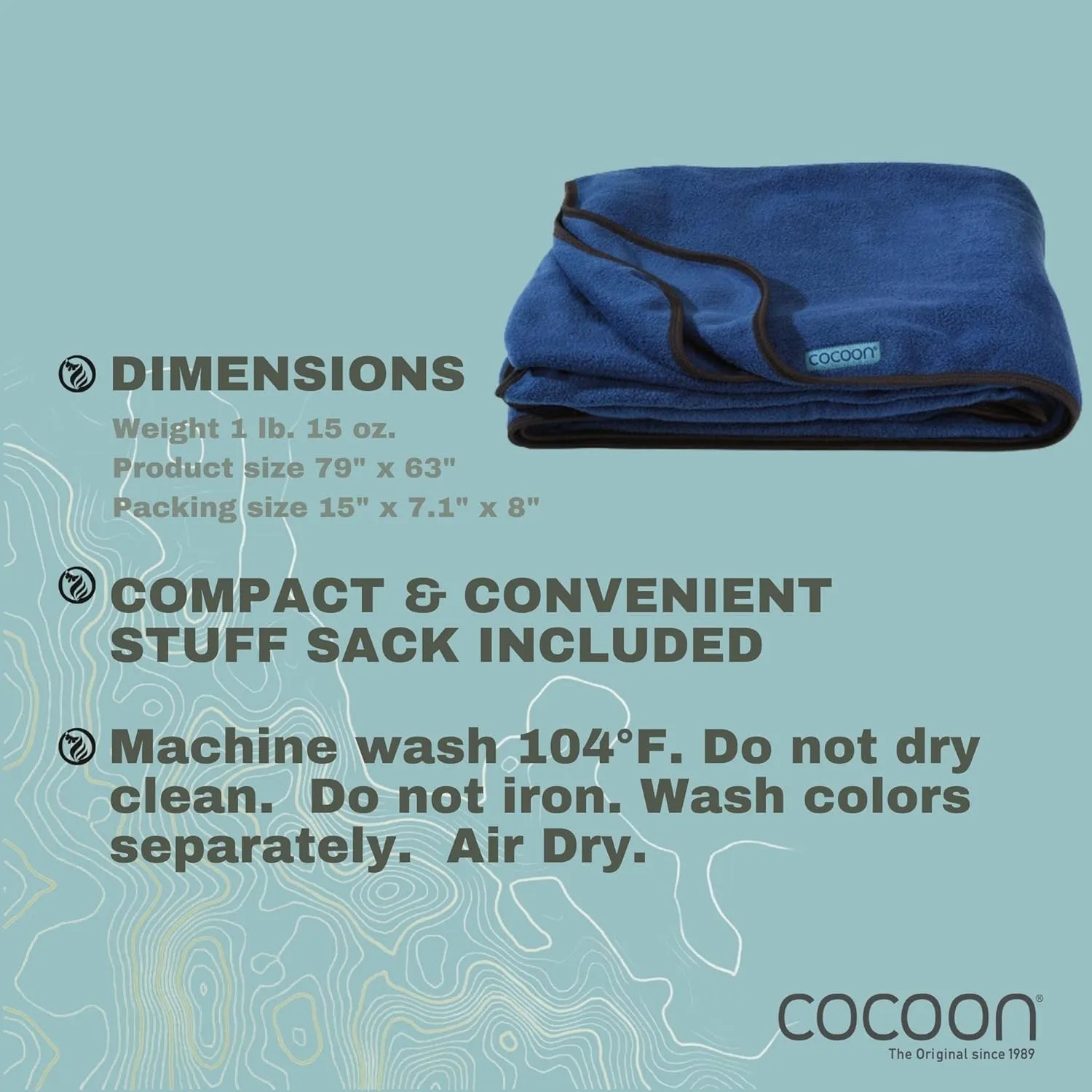 COCOON- Premium - Travel Fleece Blanket - Cozy, Soft, Warm, Lightweight - Regular 79" x 63"