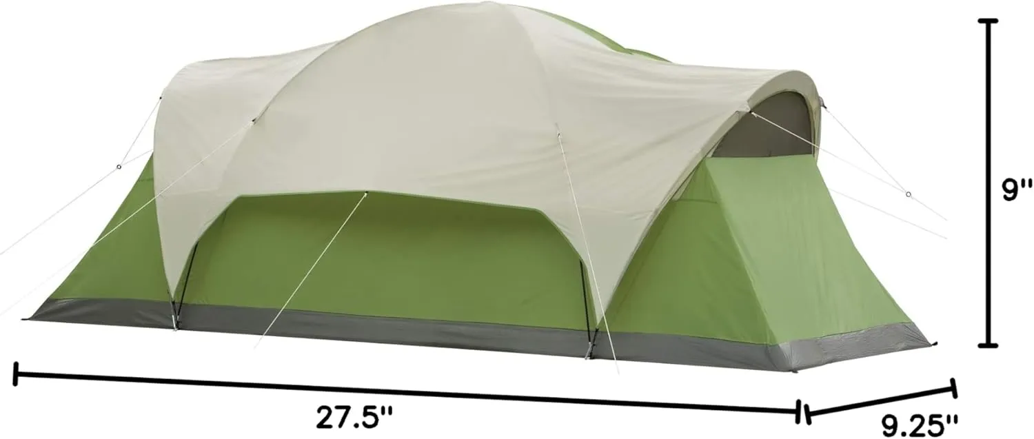 Coleman Montana 8P Family Tent with Waterproof Rainfly & Expandable Carry Bag Spacious Tent Fits 3 Queen Airbeds Sets Up in 15 Minutes