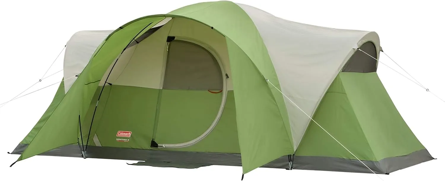 Coleman Montana 8P Family Tent with Waterproof Rainfly & Expandable Carry Bag Spacious Tent Fits 3 Queen Airbeds Sets Up in 15 Minutes