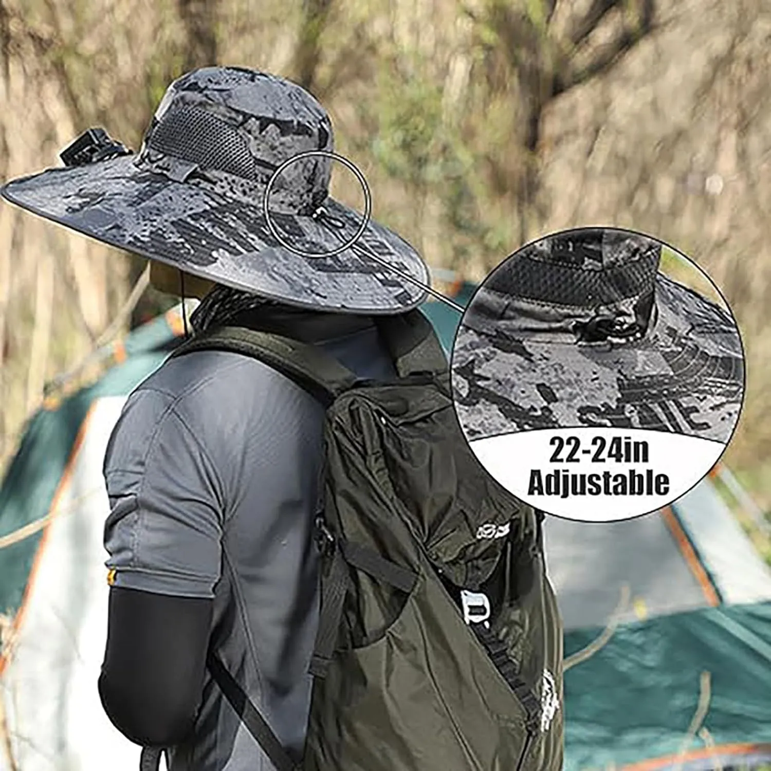 Colitt Fishing Hat, Solar Powered Fan Hat, Dual Fan Wide Brim Outdoor Fishing Hat-Solar & USB Charging