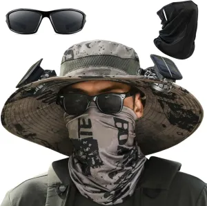 Colitt Fishing Hat, Solar Powered Fan Hat, Dual Fan Wide Brim Outdoor Fishing Hat-Solar & USB Charging