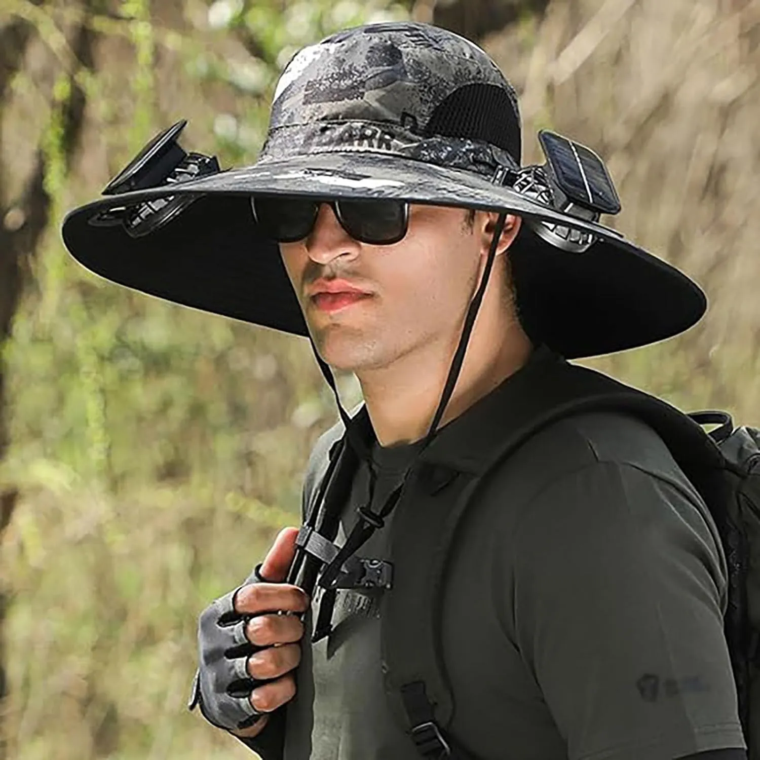 Colitt Fishing Hat, Solar Powered Fan Hat, Dual Fan Wide Brim Outdoor Fishing Hat-Solar & USB Charging