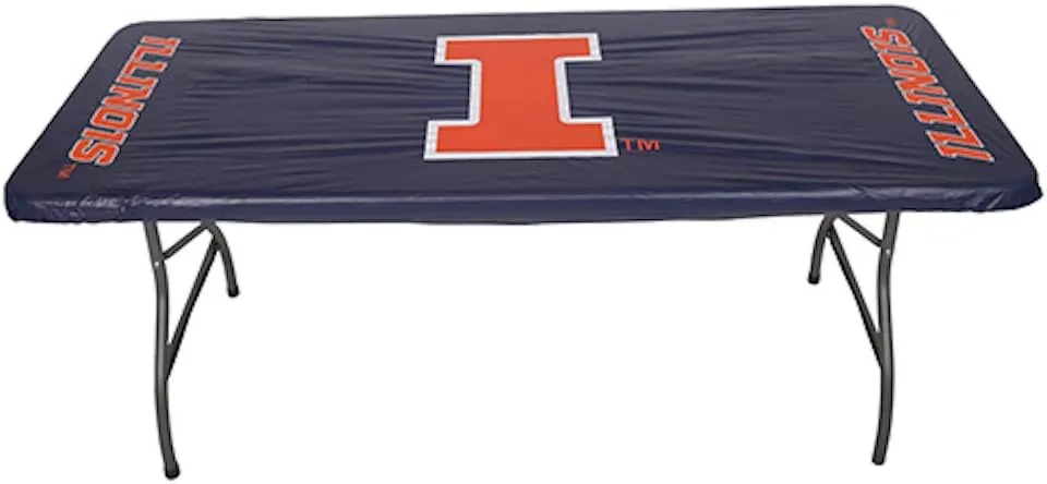 Collegiate Kwik-Covers Rectangle Plastic Table Covers, Bundle of 2 (University of Illinois, 6')