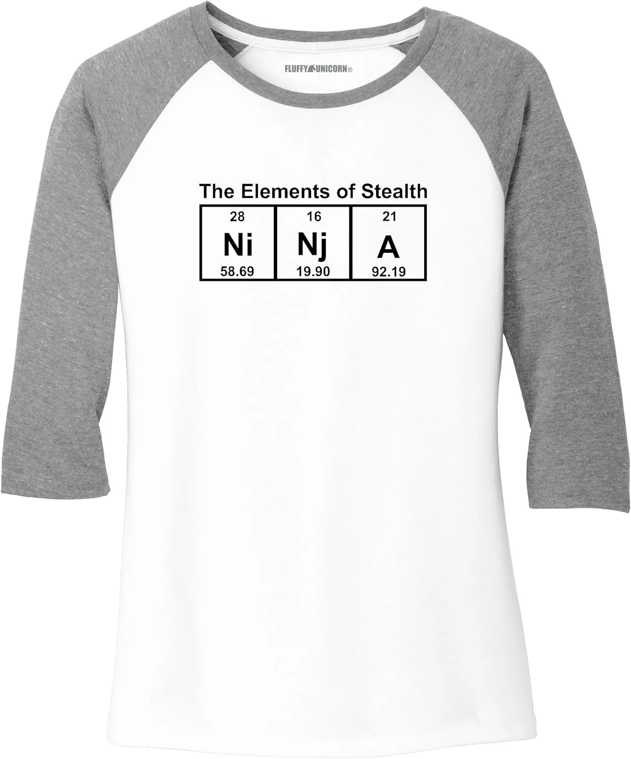 Comical Shirt Ladies Ninja Periodic Table The Elements of Stealth 3/4 Raglan