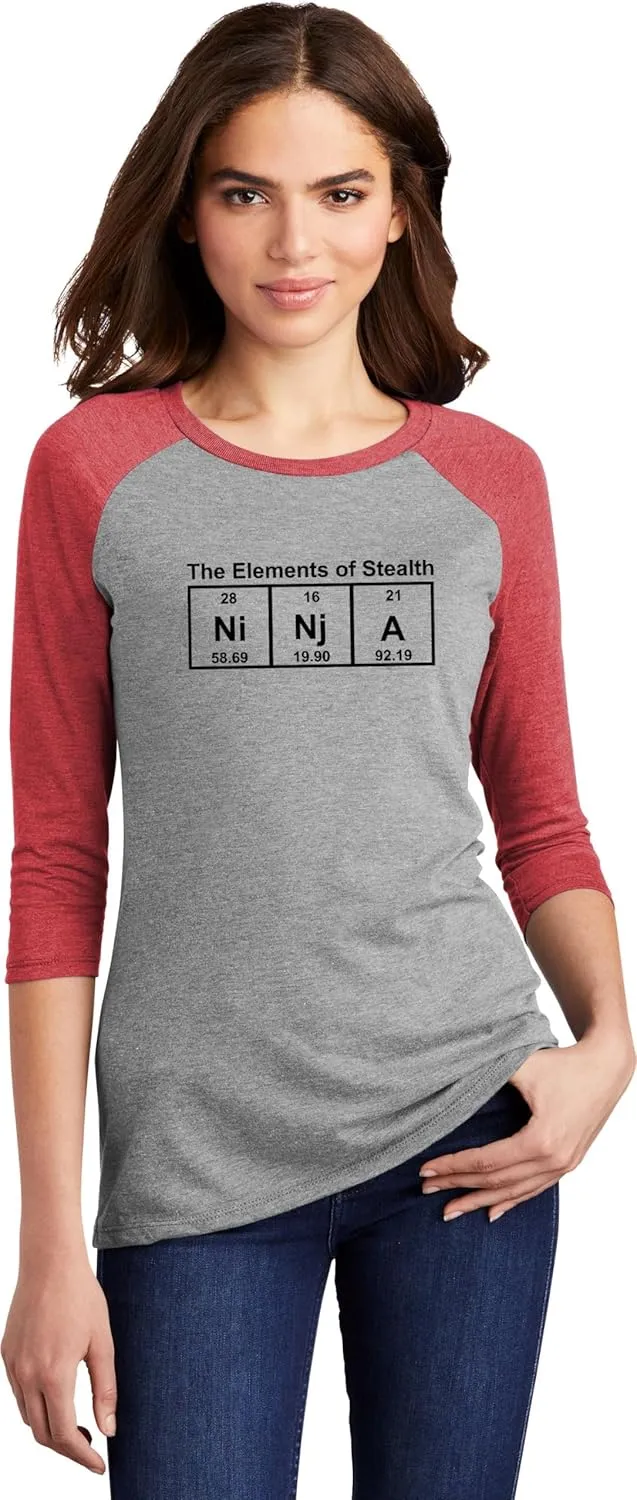 Comical Shirt Ladies Ninja Periodic Table The Elements of Stealth 3/4 Raglan