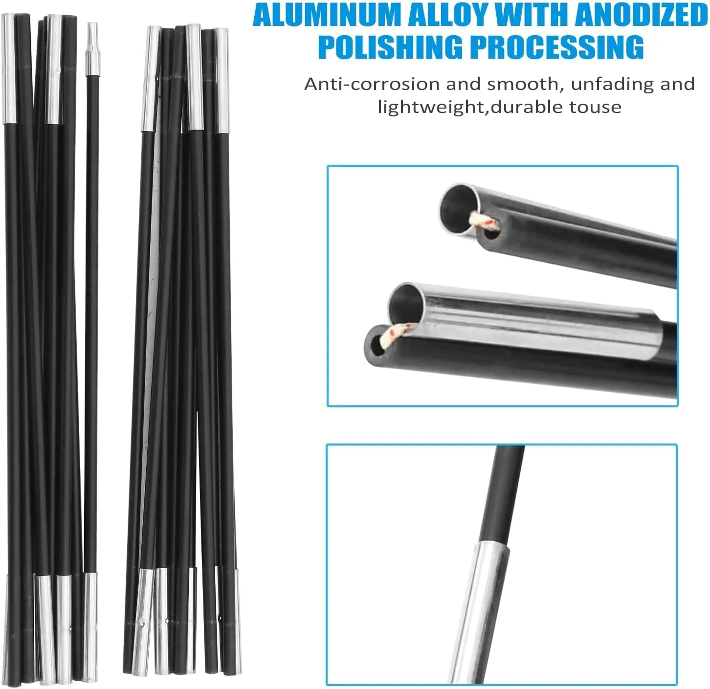 COMMOUDS Beach Tent Poles for 3 Person Beach Tent, Replacement Poles 2 Packs, Fiberglass Tent Rod Lightweight Tent Pole Repair Kit
