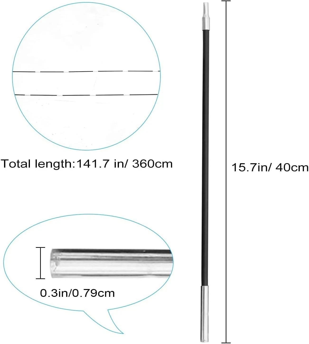 COMMOUDS Beach Tent Poles for 3 Person Beach Tent, Replacement Poles 2 Packs, Fiberglass Tent Rod Lightweight Tent Pole Repair Kit
