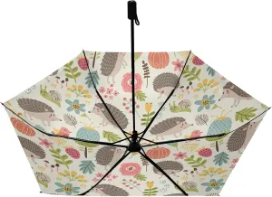 Compact Lightweight Folding Umbrella, Inner Print Sun Parasol with UV Protection, Strong Portable Travel Rain Umbrella