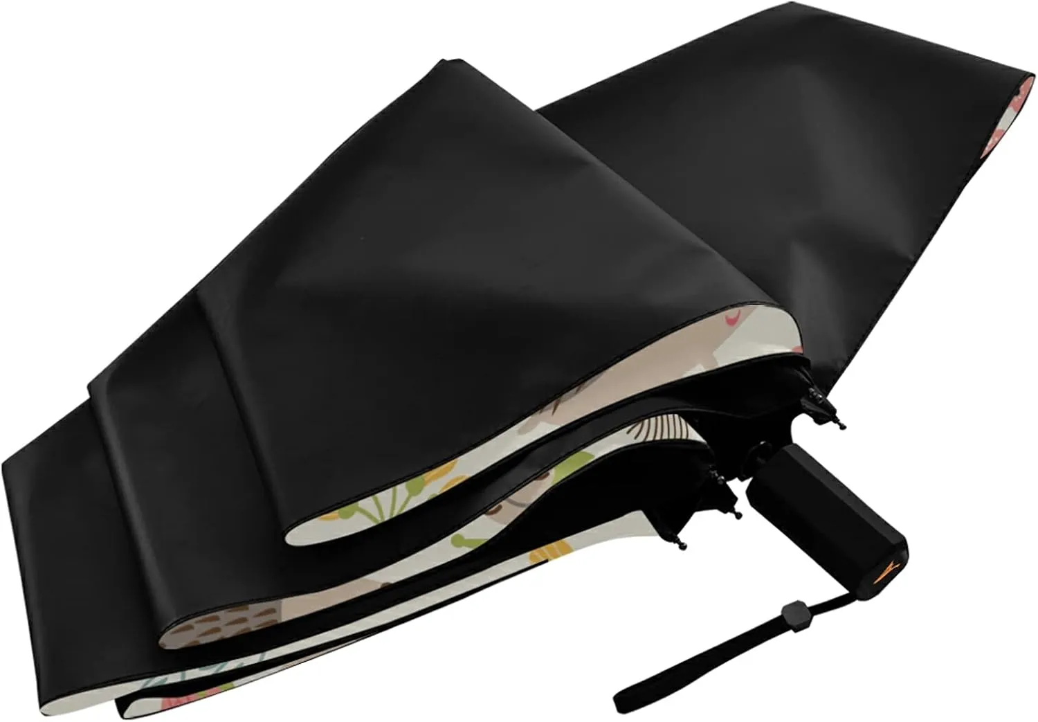 Compact Lightweight Folding Umbrella, Inner Print Sun Parasol with UV Protection, Strong Portable Travel Rain Umbrella