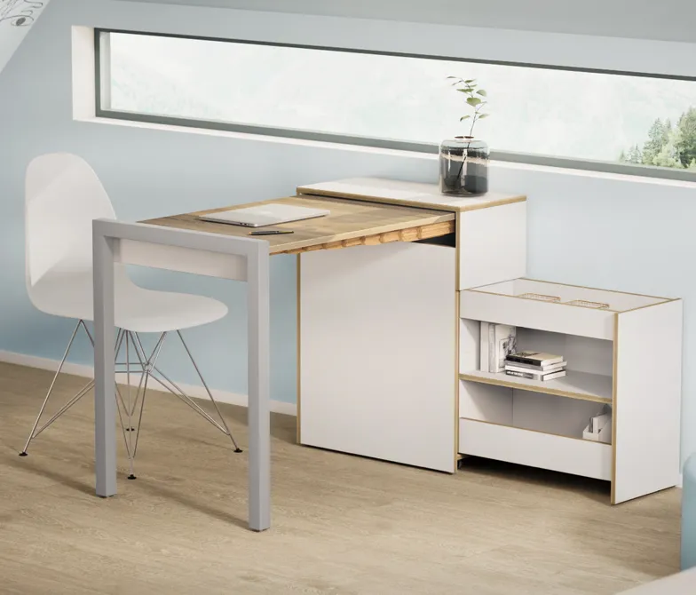 Compact Pull-Out Table Cabinet with Dual Storage Compartments