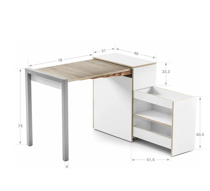 Compact Pull-Out Table Cabinet with Dual Storage Compartments