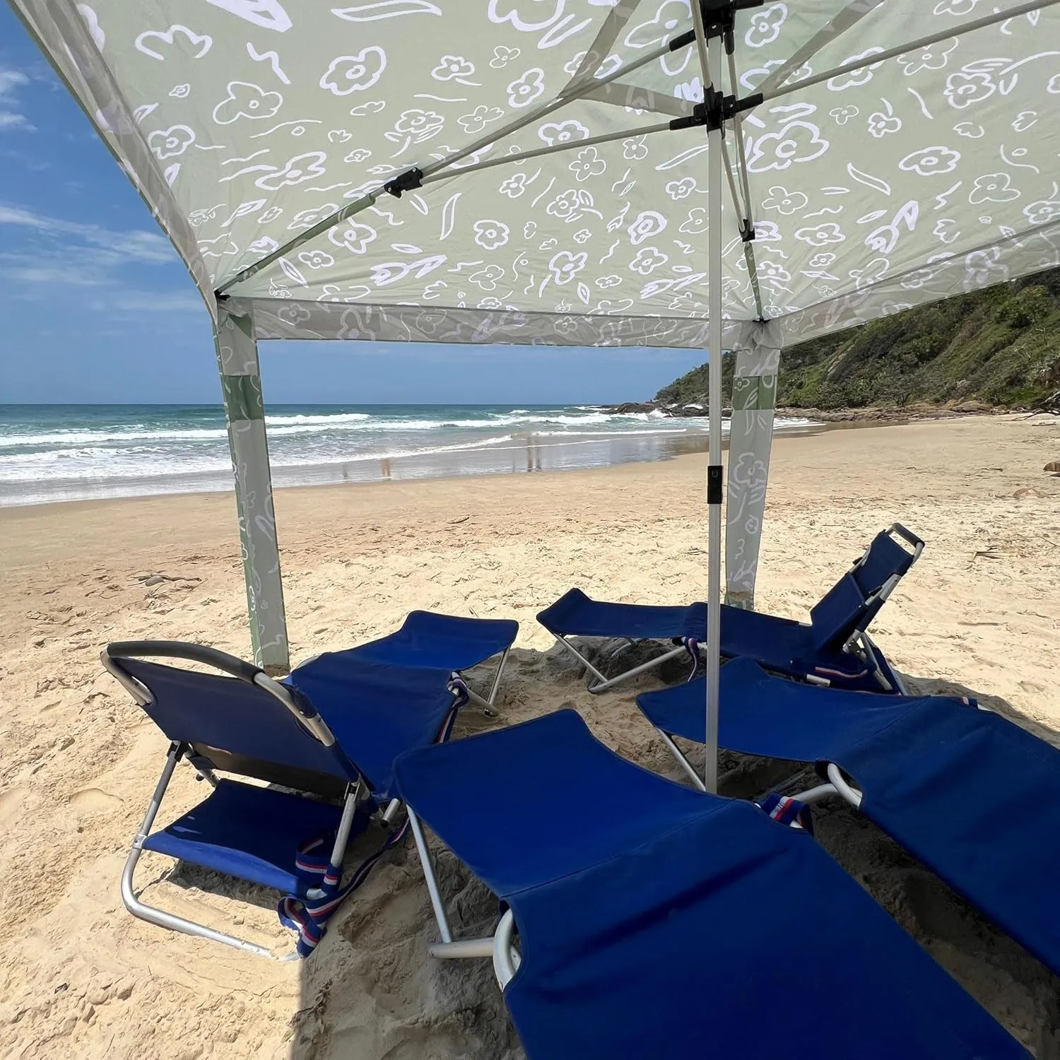 CoolCabana Beach Shade Tent - Easy Setup, UPF 50  Protection, Large & Medium Sizes, Compact & Wind Resistant - Beach Cabana for The Whole Family - Byron Green, Large