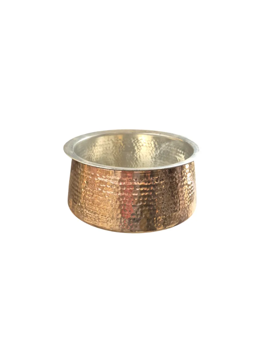 Copper Hammered Rice Handi for Cooking & Serving, 8", 2 Liter's, Kalai Coated