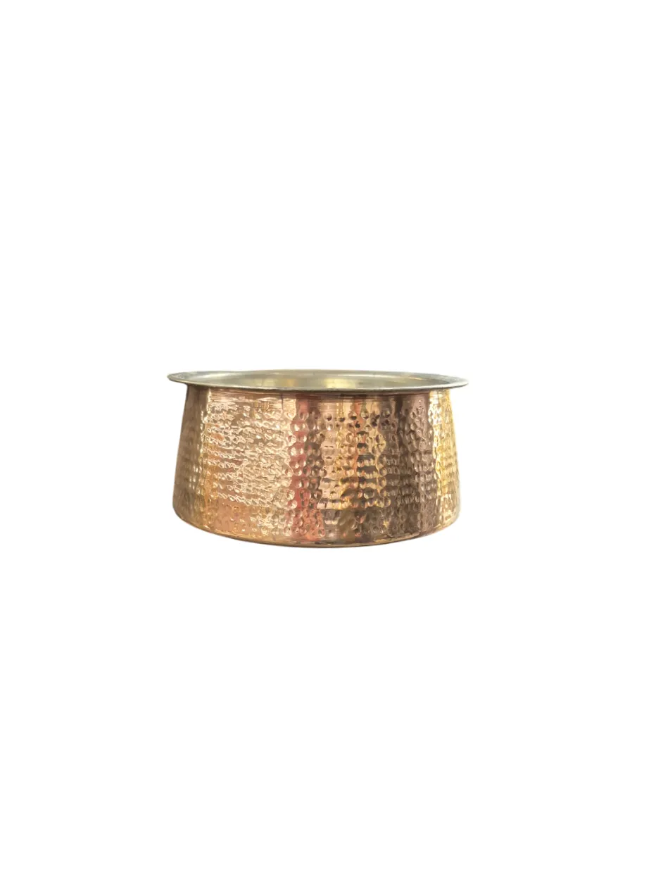 Copper Hammered Rice Handi for Cooking & Serving, 8", 2 Liter's, Kalai Coated